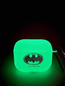 BATMAN X SHEIN 卡通夜光印花哑光白色耳机盒，配有 1 个挂钩，兼容