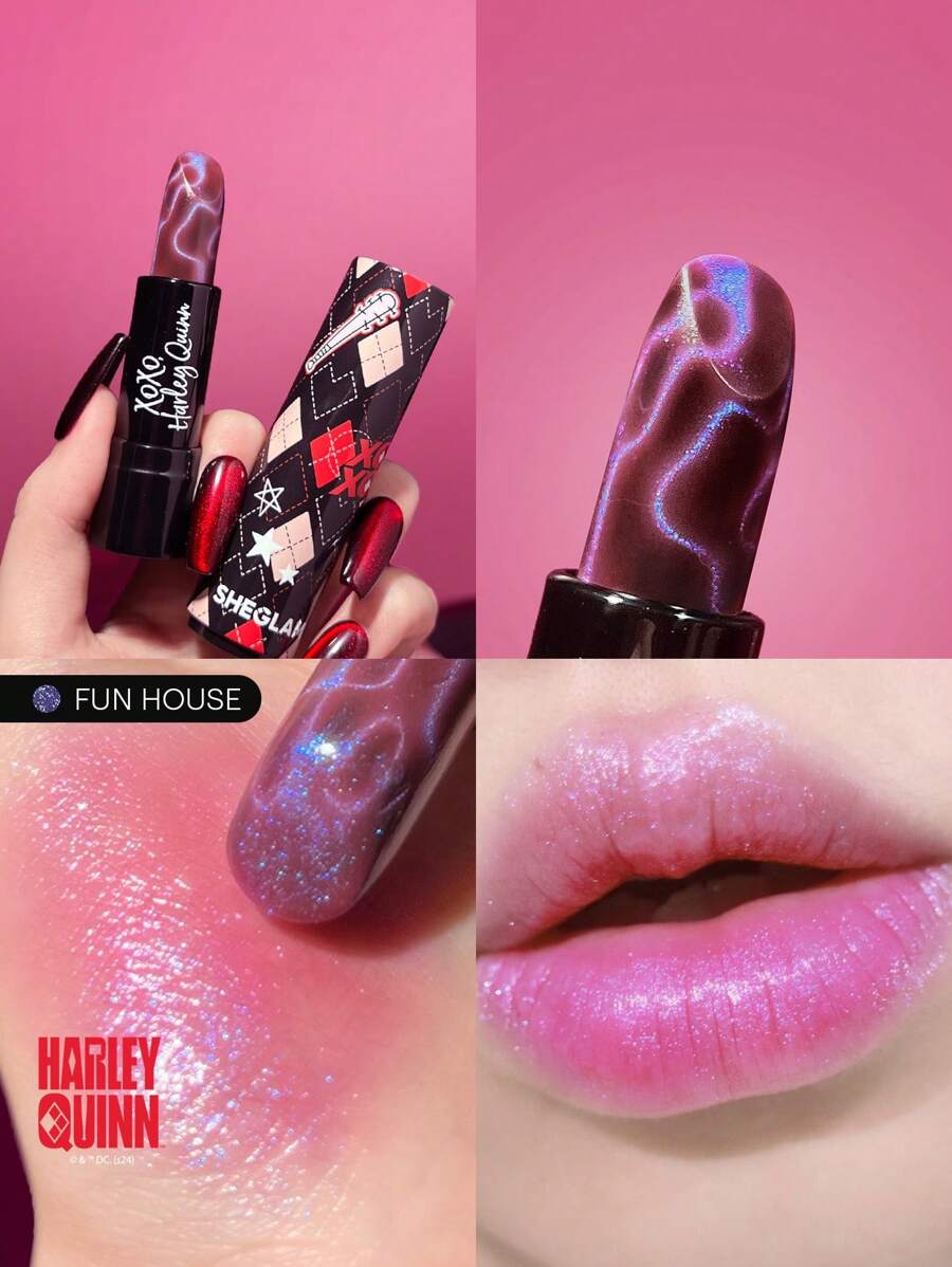 Harley Quinn X SHEGLAM Thrill Seeker變色唇膏-Funhouse天然口紅變色保濕唇膏唇彩 品牌 美容 化妝 化妝品 適合女性與女孩 完美搭配夏季春季 Y2K 時尚 流行 生日 母親節禮物 假期 派對準備就緒 最佳顏色 - FunHouse - 查看 1