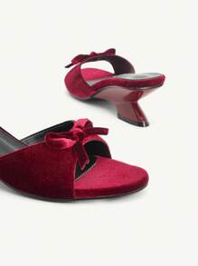 CUCCOO CHICEST Women's Fashionable High-End Burgundy Strap Elegant Commute Open Toe Round Toe Cute Bow Sexy Unique Wedge Heel Comfortable Versatile Sandals, Suitable For Banquet, Date, Formal Wear, And Work Attire