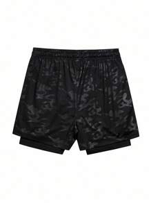 Manfinity Sport Corelite 男士字母印花抽绳腰运动短裤 - 黑色 - 查看 3