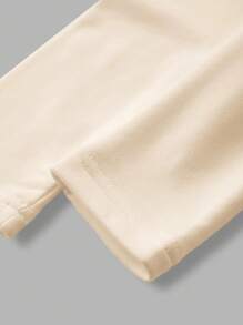 SHEIN BASICS 秋冬季基本款高领修身长袖纯色女式上衣，升级保暖内衬，时尚、休闲、舒适、百搭，不会显得臃肿 - 杏色 - 查看 4