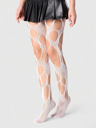 Goth 1 par de calcetines de red de estilo punk para mujeres, adecuados para todas las estaciones