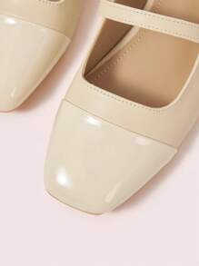 CUCCOO DOLLMOD Women's Fashion Color Block Almond Toe Faux Pearl Decor Mary Jane Ballet Flats, Comfortable For Commuting, Party, Shopping, Vacation For Christmas Spring Shoes - Apricot - View 6