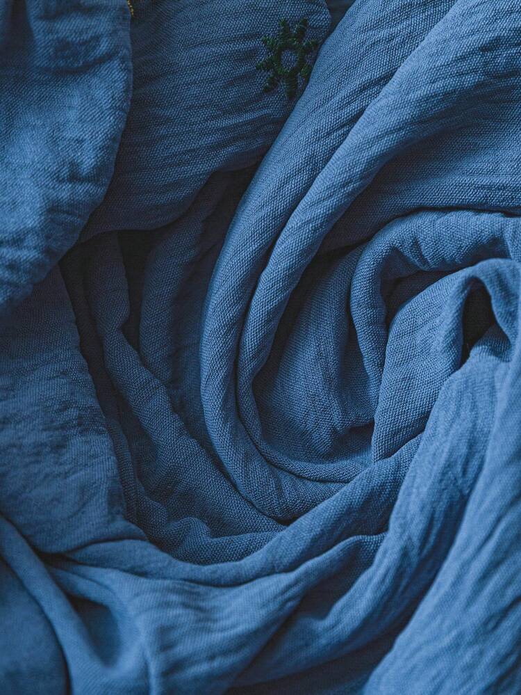 Blusa suelta de mujer talla grande con cuello en V, contraste de encaje, bordado floral, azul, para uso casual de campo, verano, vacaciones, sencilla y de moda para uso diario, vibraciones de vacaciones, primavera, uso casual, estilo bohemio