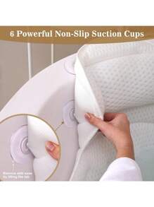 SHEIN Almohada de baño premium de malla 4D transpirable | Diseño ergonómico de soporte para el cuello y la espalda, ventosas fuertes | Funda de almohada impermeable y extraíble, accesorio de baño para relajación en el hogar, regalo de baño apto para el embarazo, decoración de baño, accesorios de baño de verano, regreso a la escuela