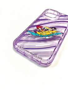 THE POWERPUFF GIRLS X SHEIN Funda de teléfono transparente de color púrpura con patrón de Flor, Burbuja y Mantequilla, compatible con iPhone