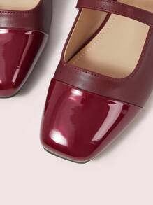 CUCCOO DOLLMOD أحذية باليه مسطحة للنساء ذات فص مربع لون بوردو مزينة بخرز اصطناعي، حزام كاحل، مريحة للتنقل والحفلات والتسوق والعطلات في عيد الميلاد - عنابي اللون - مشاهدة 6