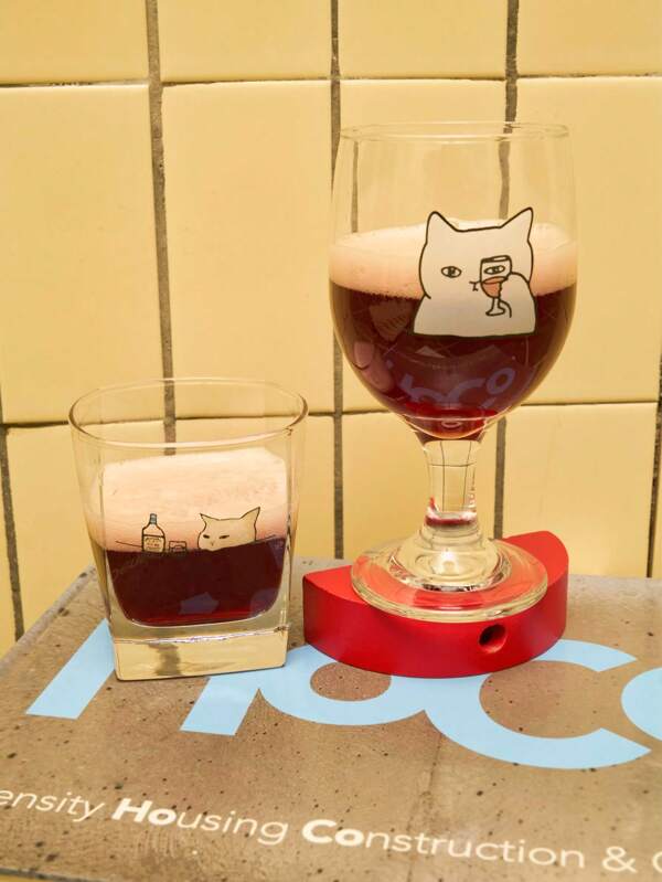 Joivida 1PC Fun Cat Large Capacity Clear Glass Tall Square Highball Cup For Beer, Champagne, Wine, Juice – Party, Gathering, Celebration, Home Bar Drinkware Accessories