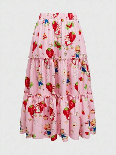 Women's Autumn Strawberry Waffle Cake Skirt