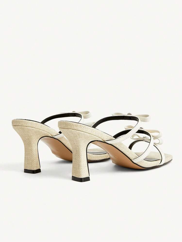 CUCCOO CHICEST Women's Fashionable Beige Elegant Bow Decor High Heel Sandals