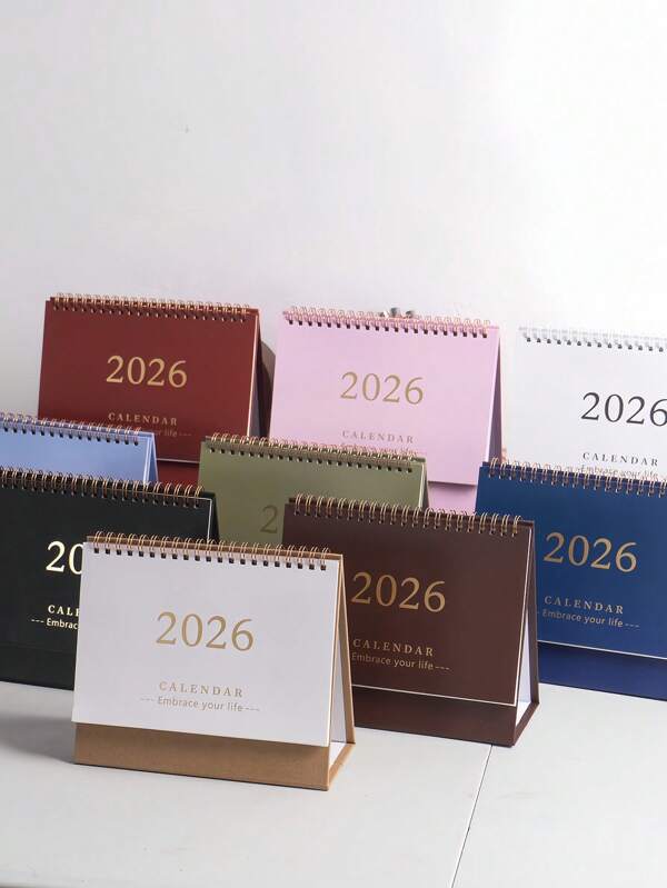 SHEIN Calendário de mesa simples, adequado para calendários de mesa de escritório, calendário de mesa vertical com virada de página, usado para planejamento, organização e agendamento diário, decorações em várias cores disponíveis
