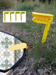 SHEIN 4 件装防风沙滩浴巾夹塑料安全紧固件可调节夹子适用于露营垫野餐毯衣柜收纳整理器便携式配件 - 彩色 - 查看 7