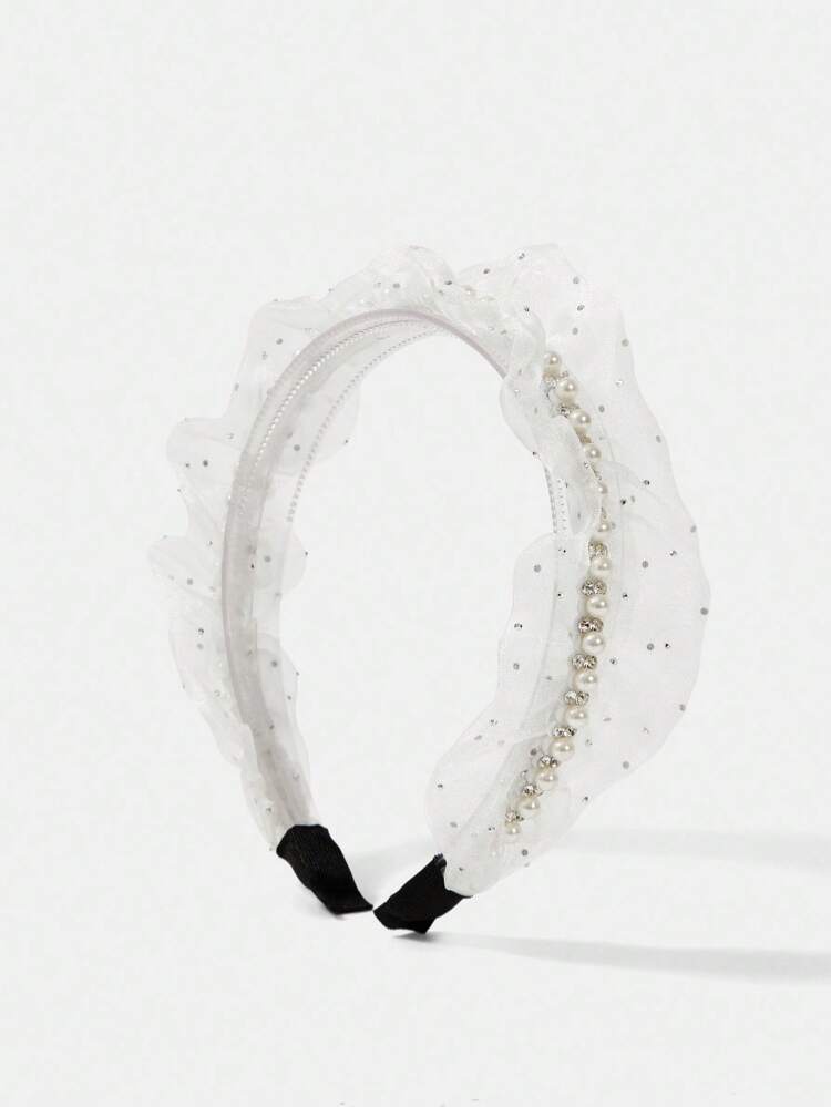 RHINESTONE & FAUX PEARL DETAIL HEADBAND