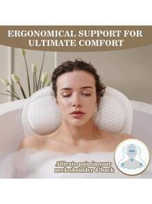 SHEIN Almohada de baño premium de malla 4D transpirable | Diseño ergonómico de soporte para el cuello y la espalda, ventosas fuertes | Funda de almohada impermeable y extraíble, accesorio de baño para relajación en el hogar, regalo de baño apto para el embarazo, decoración de baño, accesorios de baño de verano, regreso a la escuela
