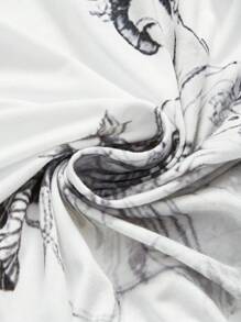 ROMWE Grunge Punk 复古 Y2K 别致铆钉复古虎头与花卉艺伎印花水钻性感深垂领女式无袖背心 - 白色 - 查看 3