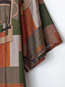 EMERY ROSE 大码女式夏季印花纽扣装饰上衣和松紧腰宽松阔腿裤两件套