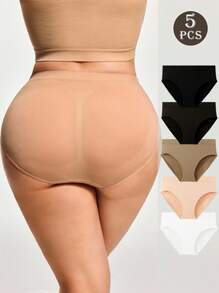 Shapelle Forme 5 Stücke/Set große Größen nahtlose Unterwäsche mit hoher Taille und Einfarbig