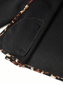 Gownix Contrast Leopard Print Trim Elegant Jacket, Suitable For Everyday Wear In Fall/Winter,Winter Clothes For Women - Black - View 10