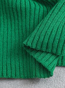 EMERY ROSE Plus Size Women's Solid Color V-Neck Hollow-Out Casual Knitted Vest - Green - View 6