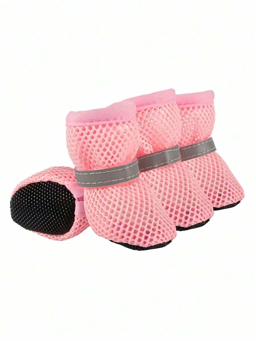 Popular Pet Shoes With Reflective Trim - Enhance Visibility During Night Walks - Pink - View 1