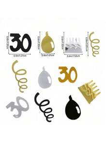15g/Bag Black Gold Number Confetti Decorations 18/30/40/50/60th Happy Birthday Party Anniversary Tabletop Table Scatter Supplies - Multicolor - View 2