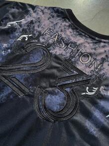 Claim Dot Stylish Versatile Street Embroidery Hoodie & Fitted Black T-Shirt - Black - View 7