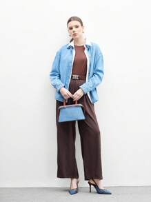 CUCCOO BIZCHIC Giày cao gót hở mũi màu xanh nâu pha trộn PU vàng thời trang gợi cảm quyến rũ kiểu Pháp cho tiệc/hẹn hò - Màu xanh lam - Xem 10