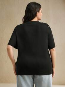 Anewsta Damen handgefertigtes besticktes Flügel Dekor lässiges einzigartiges schwarzes Kurzarm T-Shirt, Sommer, Damen Urlaubskleidung - Schwarz - Übersicht 6