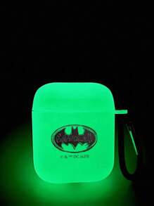 BATMAN X SHEIN 卡通夜光印花哑光白色耳机盒，配有 1 个挂钩，兼容