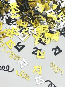 15g/Bag Black Gold Number Confetti Decorations 18/30/40/50/60th Happy Birthday Party Anniversary Tabletop Table Scatter Supplies - Multicolor - View 4