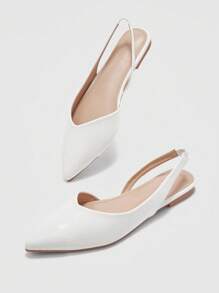 CUCCOO BIZCHIC Women's Fashion Pointed Toe Flat White Backless Slip-On Shoes, Minimalist Design, Versatile For Commuting And Daily Wear For Christmas - White - View 6