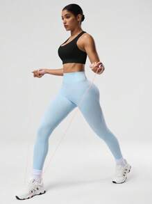 Easithlete 女式纯色无袖短款瑜伽工字背心 - 黑色 - 查看 6