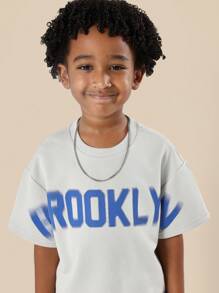 SUMWON Jugendlich Brooklyn bedrucktes Zweiteiler Co-Ord Set aus Jersey T-Shirt und Shorts, lässiger urbaner Streetwear Sommer Frühling Sport Freizeitkleidung Outfit - Khaki - Übersicht 5