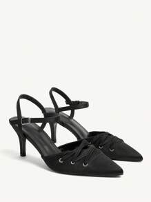 CUCCOO CHICEST Women's Pointed Toe Low Heel New Style Imitation Pearl Flower Decor Closed Toe High Heel Pumps - Black - View 1