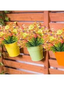 1/5 件混色黄花-白色、橙色、莲花、紫色人造花叶仿真植物，适用于婚礼装饰、订婚装饰、塑料花和绿植，适用于室内外墙壁拱门装饰、春夏装饰、情人节人造植物、塑料花、餐桌摆件 - 彩色 - 查看 4