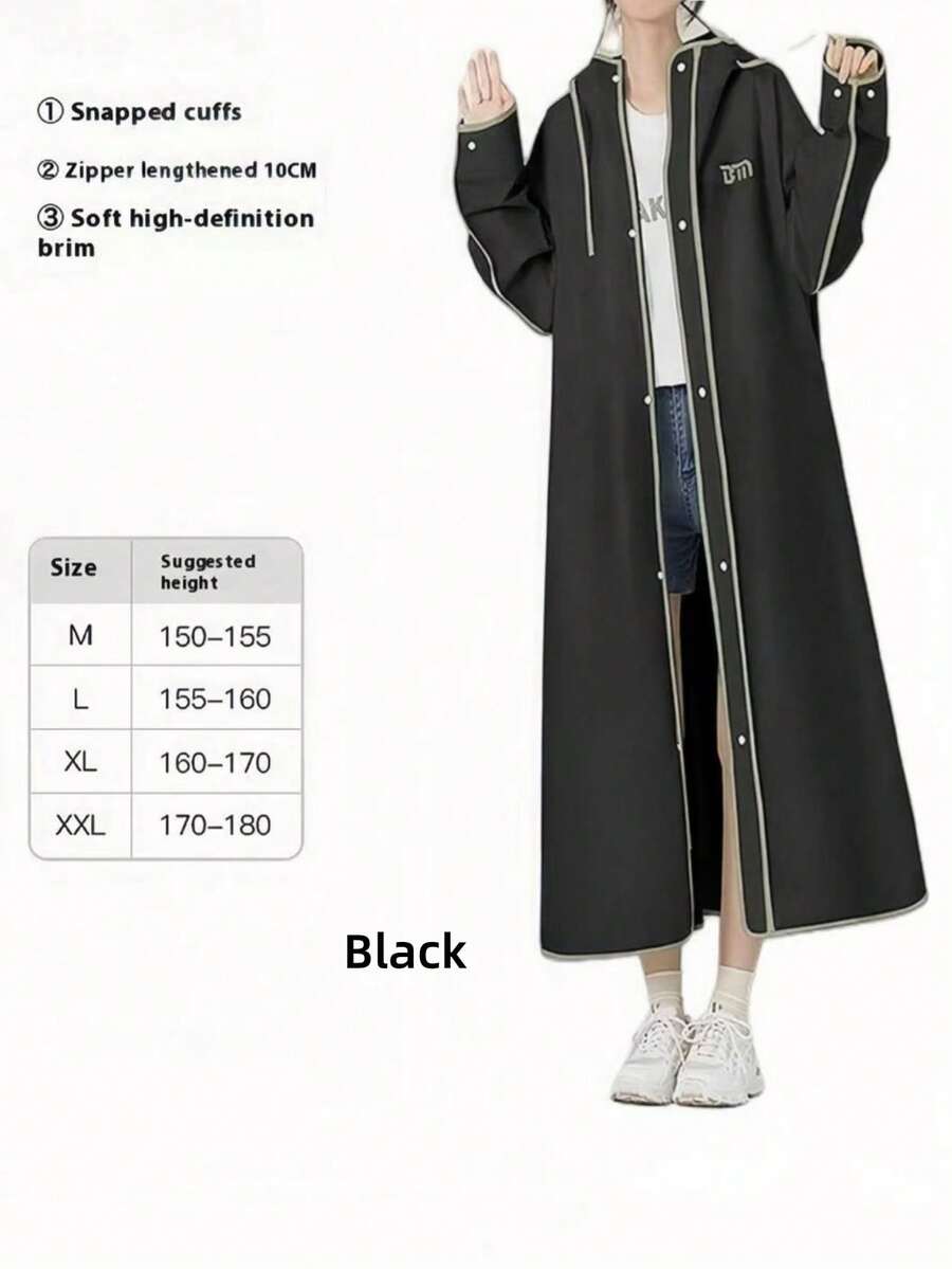 女士长款雨披强力防风暴防水全覆盖成人雨衣适用于电动自行车踏板车独立骑行设计加长后兜帽便携式可打包户外通勤装备 - 彩色 - 查看 1