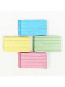 SHEIN 200 Stücke farbig liniertes Notizpapier, 4 Blöcke mit linierten Haftnotizen Pads, 3x5 Zoll Klebezettel Notizblock, bunte Seiten, abreißbarer Einband, Bürobedarf Tagebuch Schreibwaren Notizbuch für Schule, Studenten und Bürogebrauch (Nicht selbstklebend)