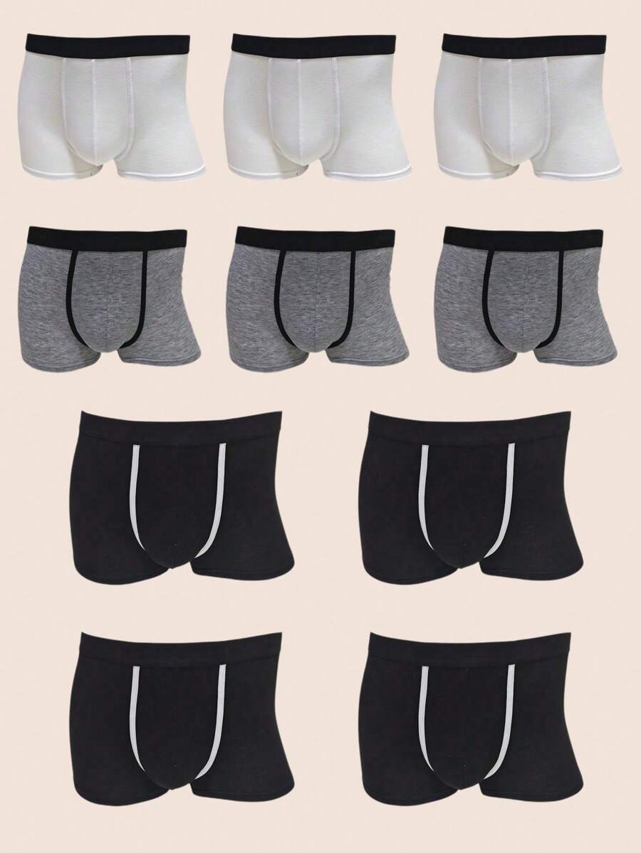 Manfinity Underwear&Sleepwear Basics 10 条装男士纯色三角裤 - 彩色 - 查看 1