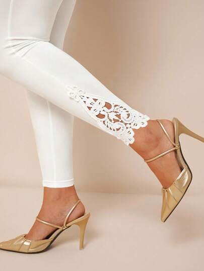 Amorya Women's Solid Color Elastic Waist Casual Leggings Fall/Winter Women Clothes Back To School Modest Vintage Old Money Teacher Outfits For Women Airportall White