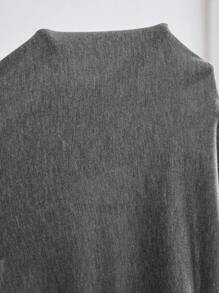 SHEIN CURVE+ Áo thun lễ hội âm nhạc cỡ lớn, Đầm tay ngắn cổ tròn màu trơn đơn giản và thoải mái cỡ lớn, thích hợp mặc vào mùa hè - Xám - Xem 10