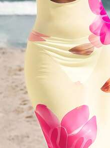 Swim Vcay Women's New Printed Tankini 3pcs Set, Sexy Halter Bikini Set With UV Protection For Summer Beach Vacation - Multicolor - View 3