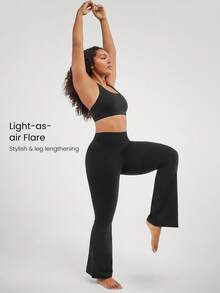 Quần legging ống loe cạp cao FeatherFit™ 31 inch, phù hợp cho yoga cường độ thấp và mặc hàng ngày. - màu đen - Xem 5