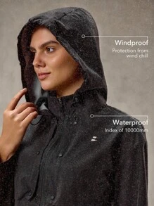 OutZeal 防水防风 3L 高科技面料二合一雨衣风衣背心城市骑行户外夹克 - 黑色 - 查看 3