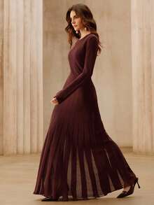 Anewsta Women's Sheer Organza Long Sleeve Dress, Stylish Design