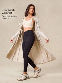 OutZeal Damska kurtka przeciwsłoneczna z filtrem UV UPF50+, szybkoschnąca, dopasowana, długa, outdoorowa, z maską, na co dzień, na co dzień - Kolor khaki - Zobacz 4