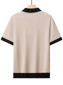 Manfinity CityGents Camiseta de manga corta de punto de color contrastante para hombres, verano