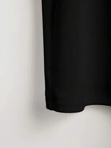 女式休闲日常宽松刺绣马匹图案黑色背心，夏季 - 黑色 - 查看 3