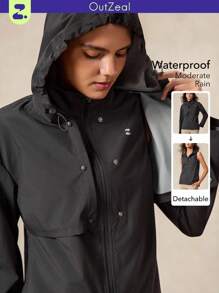 OutZeal 防水防风 3L 高科技面料二合一雨衣风衣背心城市骑行户外夹克 - 黑色 - 查看 1