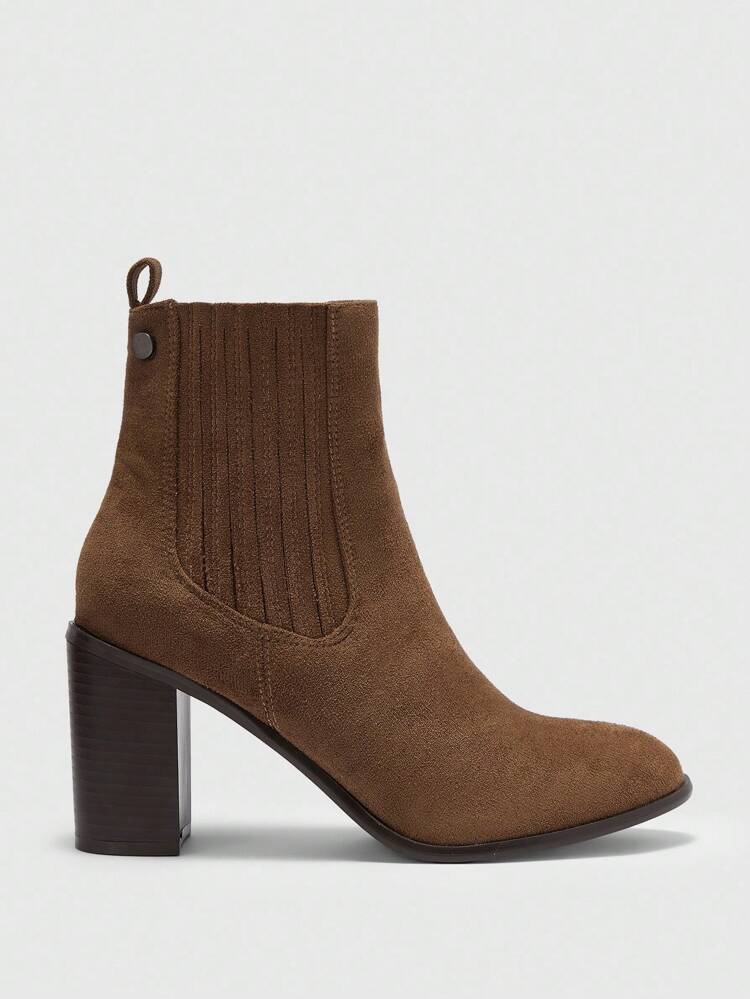 CUCCOO BIZCHIC Women's Brown Fall Fashion Side Zipper Design High Heel Ankle Boots