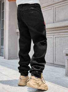 Manfinity EMRG Quần Jeans Nam Thường Ngày Xếp Ly Có Túi Thêu - màu đen - Xem 2